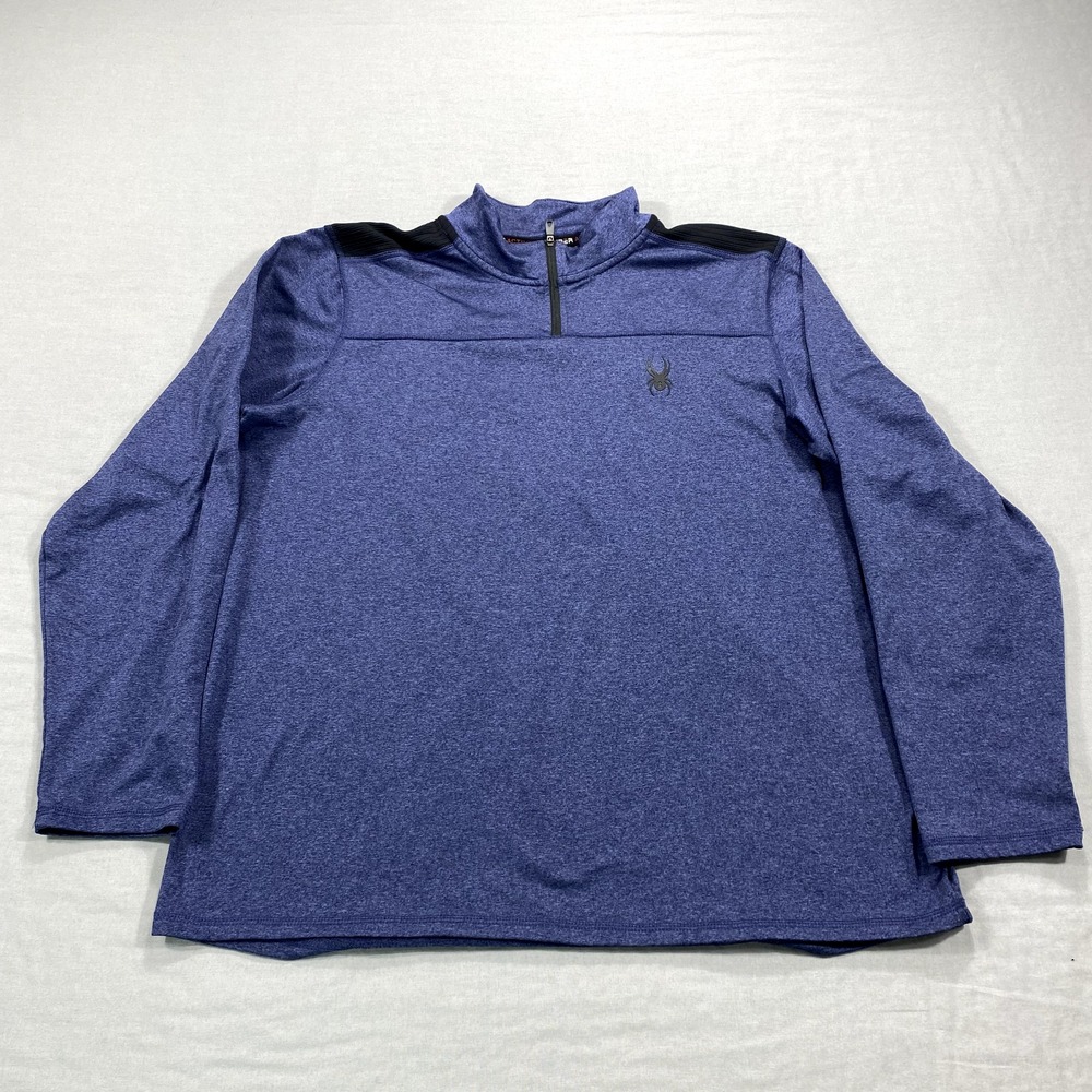 Spyder Pullover Shirt Mens Medium Blue Proweb 1/4 Zip Lightweight Active Gym Run